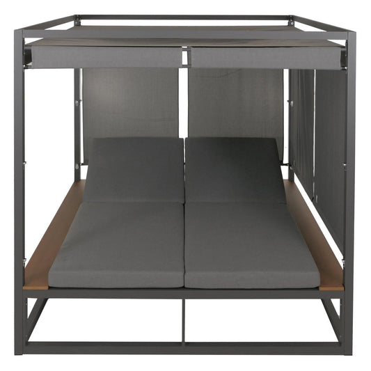 Cosmo Casa - XL Tuinligstoel - Bali Stijl - 10cm Bekleding - Aluminium - Grijze Bekleding