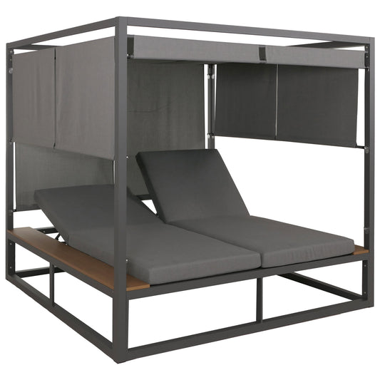 Cosmo Casa - XL Tuinligstoel - Bali Stijl - 10cm Bekleding - Aluminium - Grijze Bekleding