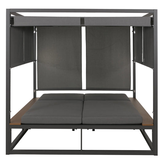 Cosmo Casa - XL Tuinligstoel - Bali Stijl - 10cm Bekleding - Aluminium - Grijze Bekleding