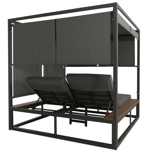 Cosmo Casa - XL Tuinligstoel - Bali Stijl - 10cm Bekleding - Aluminium - Grijze Bekleding