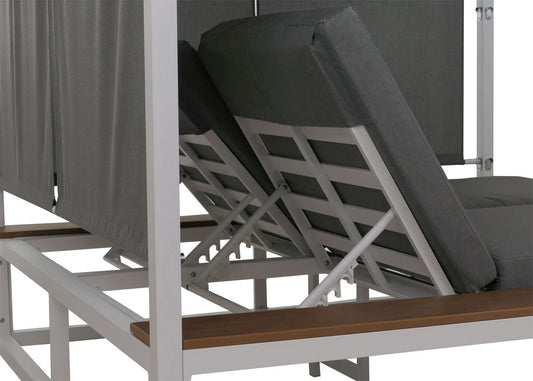 Cosmo Casa - XL Tuinligstoel - Bali Stijl - 10cm Bekleding - Aluminium - Witte Bekleding - Grijs Frame