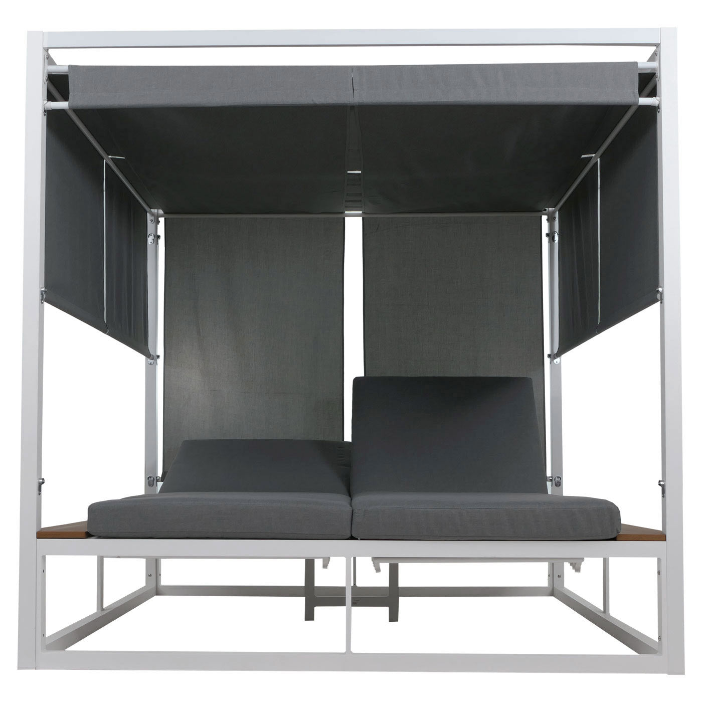 Cosmo Casa - XL Tuinligstoel - Bali Stijl - 10cm Bekleding - Aluminium - Witte Bekleding - Grijs Frame