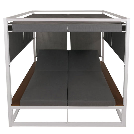 Cosmo Casa - XL Tuinligstoel - Bali Stijl - 10cm Bekleding - Aluminium - Witte Bekleding - Grijs Frame