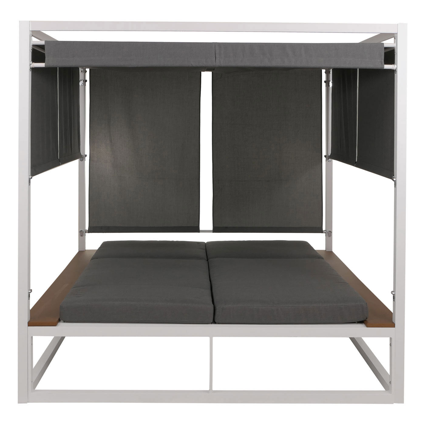 Cosmo Casa - XL Tuinligstoel - Bali Stijl - 10cm Bekleding - Aluminium - Witte Bekleding - Grijs Frame