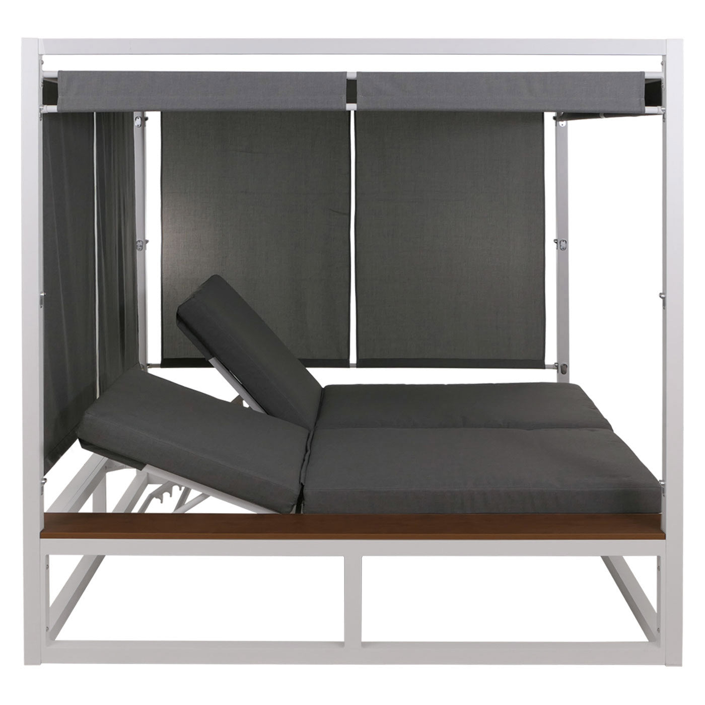 Cosmo Casa - XL Tuinligstoel - Bali Stijl - 10cm Bekleding - Aluminium - Witte Bekleding - Grijs Frame