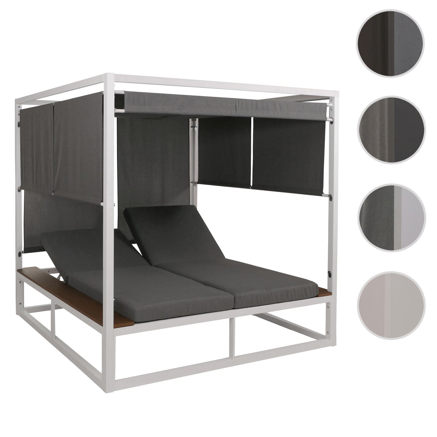 Cosmo Casa - XL Tuinligstoel - Bali Stijl - 10cm Bekleding - Aluminium - Witte Bekleding - Grijs Frame
