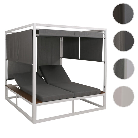 Cosmo Casa - XL Tuinligstoel - Bali Stijl - 10cm Bekleding - Aluminium - Witte Bekleding - Grijs Frame