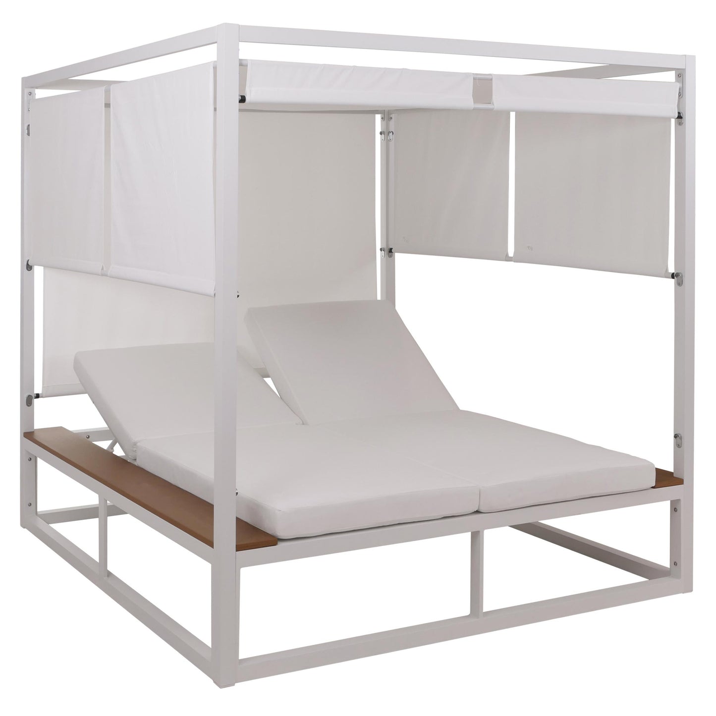 Cosmo Casa - XL Tuinligstoel - Bali Stijl - 10cm Bekleding - Aluminium - Witte Bekleding - Crème Frame