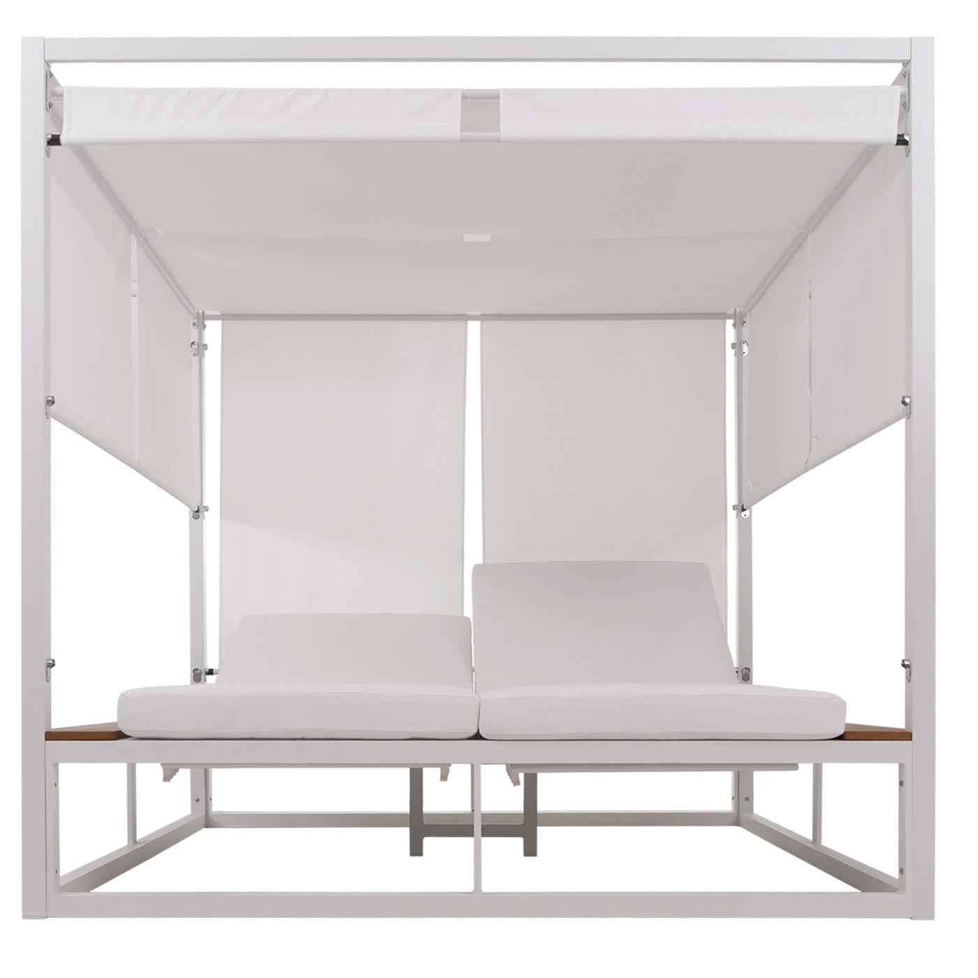 Cosmo Casa - XL Tuinligstoel - Bali Stijl - 10cm Bekleding - Aluminium - Witte Bekleding - Crème Frame