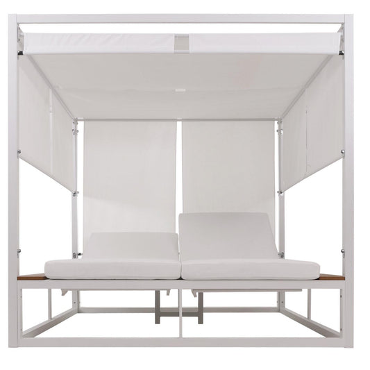 Cosmo Casa - XL Tuinligstoel - Bali Stijl - 10cm Bekleding - Aluminium - Witte Bekleding - Crème Frame