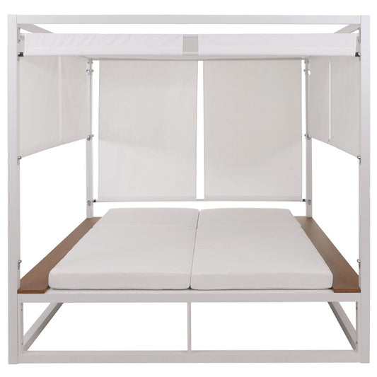 Cosmo Casa - XL Tuinligstoel - Bali Stijl - 10cm Bekleding - Aluminium - Witte Bekleding - Crème Frame