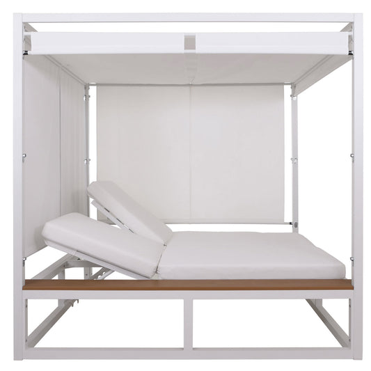 Cosmo Casa - XL Tuinligstoel - Bali Stijl - 10cm Bekleding - Aluminium - Witte Bekleding - Crème Frame