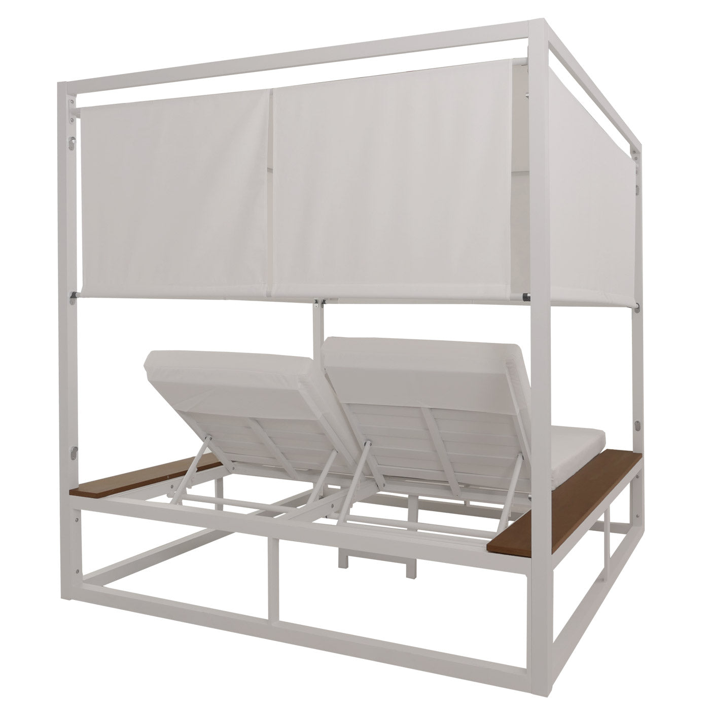 Cosmo Casa - XL Tuinligstoel - Bali Stijl - 10cm Bekleding - Aluminium - Witte Bekleding - Crème Frame