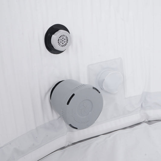 Cosmo Casa - Vervangingszwembad voor 4 Personen - Binnen/Buiten - Opblaasbaar - Dropstitch-Stof - Rond - 150 cm - Grijs-Wit