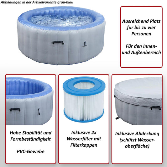 Cosmo Casa - Vervangingszwembad voor 4 Personen - Binnen/Buiten - Opblaasbaar - Gelamineerd PVC - Rond - 180 cm - Grijsblauw
