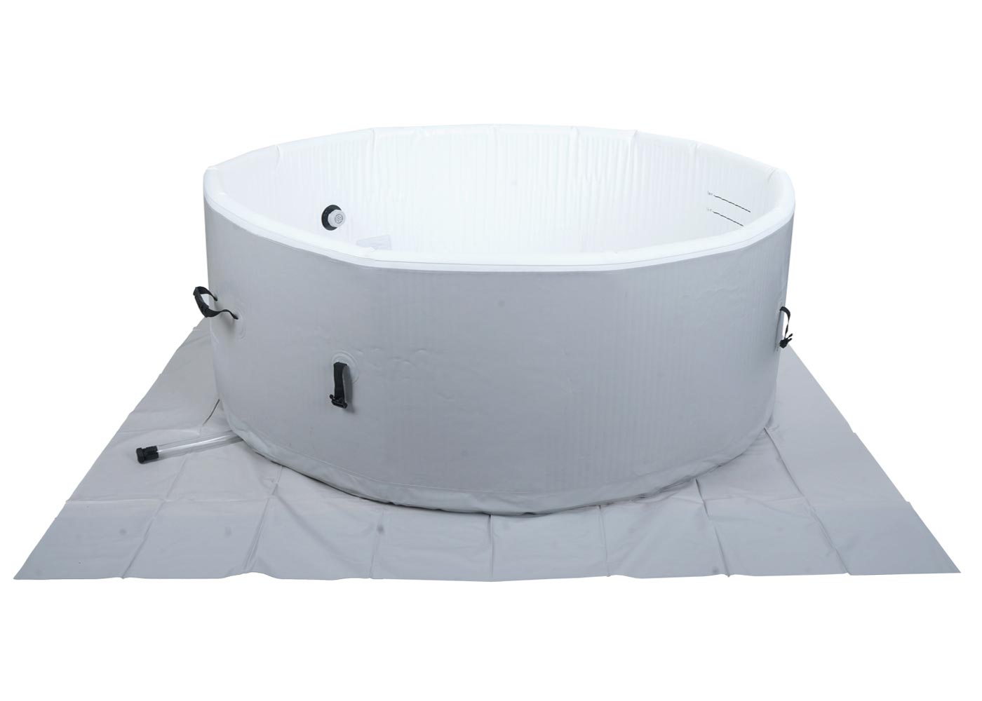 Cosmo Casa - Vervangingszwembad voor 5 Personen - Binnen/Buiten - Opblaasbaar - Dropstitch-Stof - Rond - 180 cm - Grijs-Wit