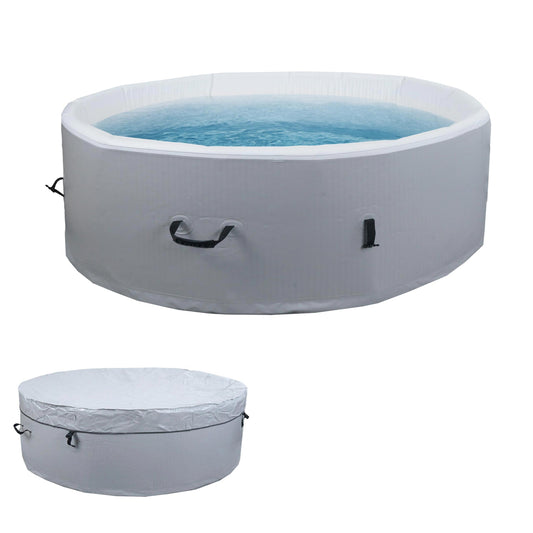Cosmo Casa - Vervangingszwembad voor 5 Personen - Binnen/Buiten - Opblaasbaar - Dropstitch-Stof - Rond - 180 cm - Grijs-Wit