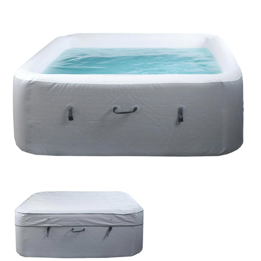 Cosmo Casa - Vervangingszwembad voor 5 Personen - Binnen/Buiten - Opblaasbaar - Dropstitch-Stof - Vierkant - 180 cm - Grijs-Wit