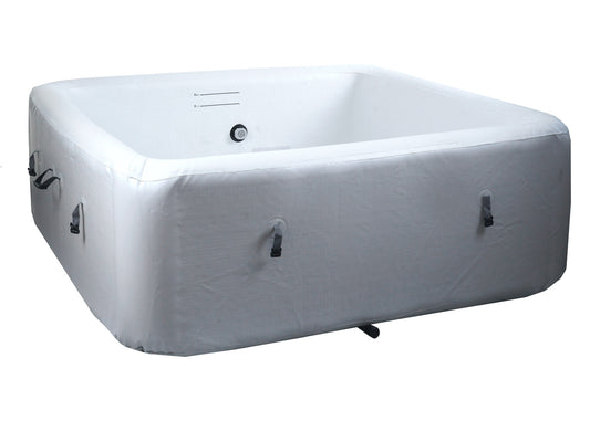 Cosmo Casa - Vervangingszwembad voor 5 Personen - Binnen/Buiten - Opblaasbaar - Dropstitch-Stof - Vierkant - 180 cm - Grijs-Wit