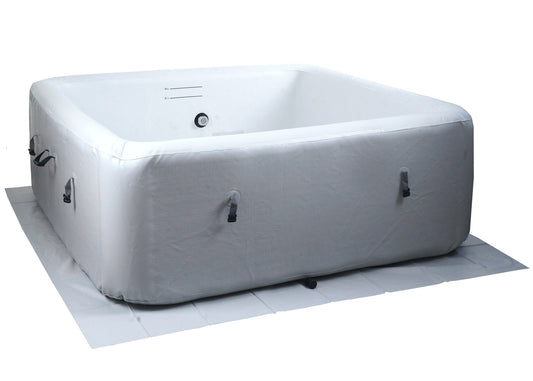 Cosmo Casa - Vervangingszwembad voor 5 Personen - Binnen/Buiten - Opblaasbaar - Dropstitch-Stof - Vierkant - 180 cm - Grijs-Wit