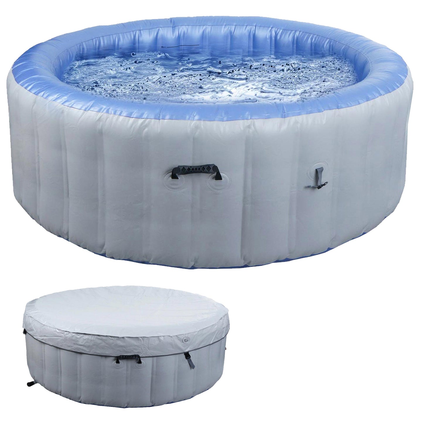 Cosmo Casa - Opblaasbare Whirlpool voor 5 Personen - Binnen & Buiten - Gelamineerd PVC - Rond - Grijsblauw - 198 cm