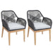 Cosmo Casa - Set van 2 Buitenfauteuils - Weerbestendig Touwgaas - Acaciahout - Donkergrijze Kussens - Lichtgrijs Frame