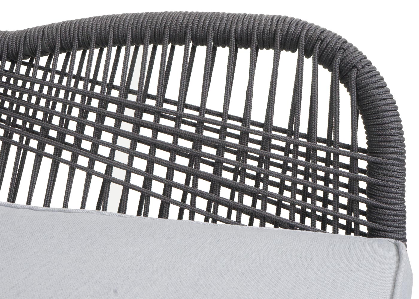 Cosmo Casa - Buitenfauteuil - Weerbestendig Touwgaas - Acaciahout - Donkergrijs Kussen - Lichtgrijs Frame