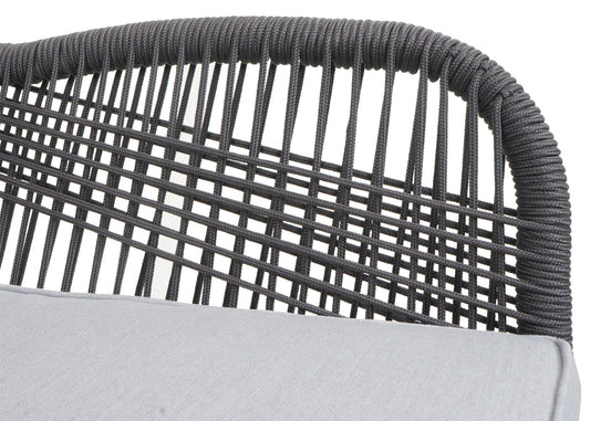 Cosmo Casa - Buitenfauteuil - Weerbestendig Touwgaas - Acaciahout - Donkergrijs Kussen - Lichtgrijs Frame