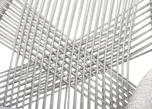 Cosmo Casa - Buitenfauteuil - Weerbestendig Touwgaas - Acaciahout - Lichtgrijs Kussen - Lichtgrijs Frame