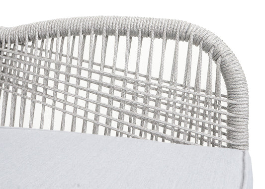 Cosmo Casa - Buitenfauteuil - Weerbestendig Touwgaas - Acaciahout - Lichtgrijs Kussen - Lichtgrijs Frame