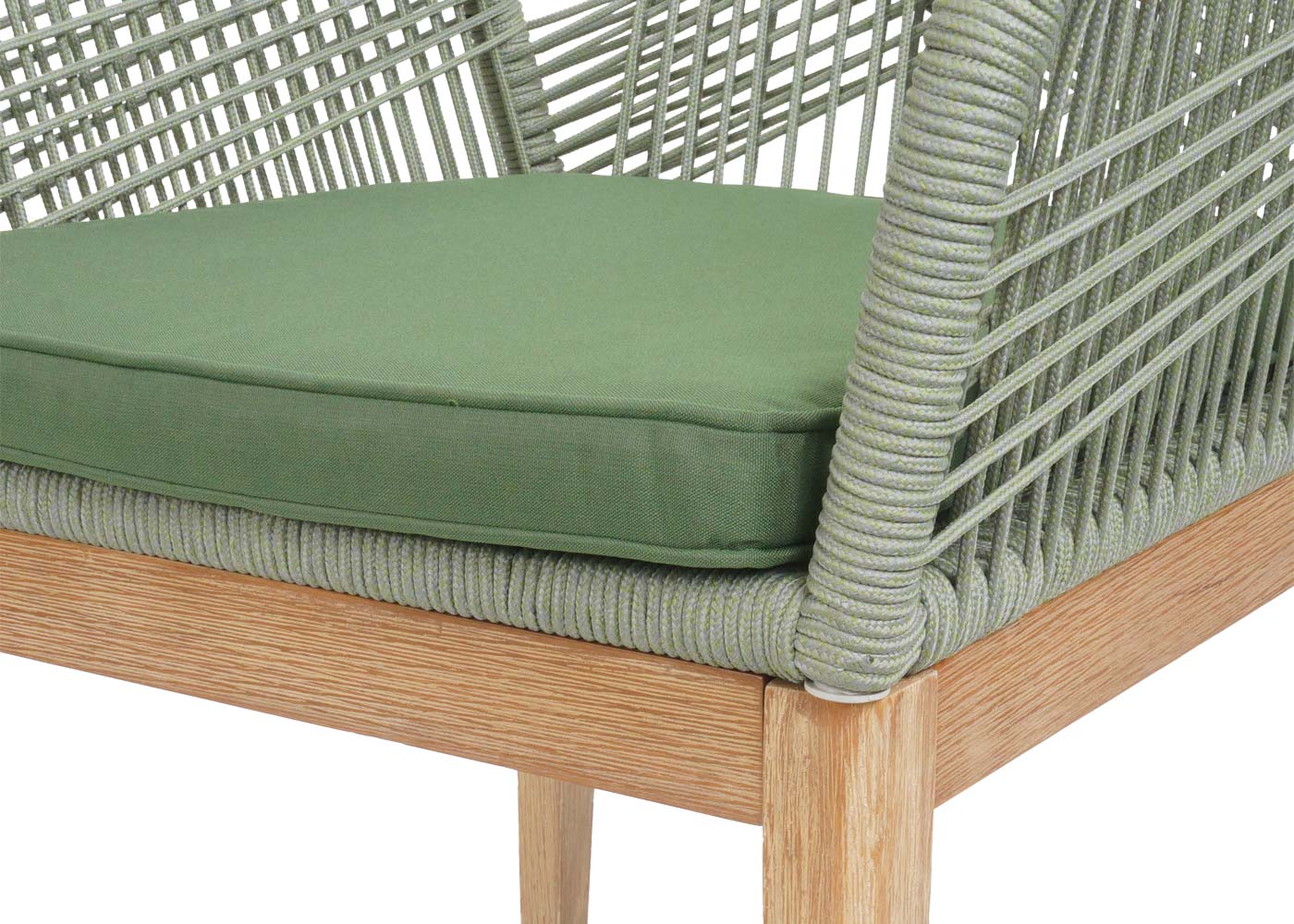 Cosmo Casa - Buitenfauteuil - Weerbestendig Touwgaas - Acaciahout - Groen Kussen - Groen Frame