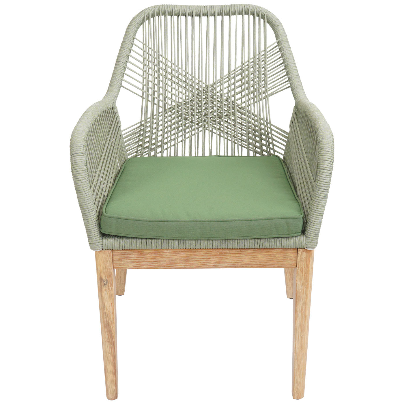 Cosmo Casa - Buitenfauteuil - Weerbestendig Touwgaas - Acaciahout - Groen Kussen - Groen Frame