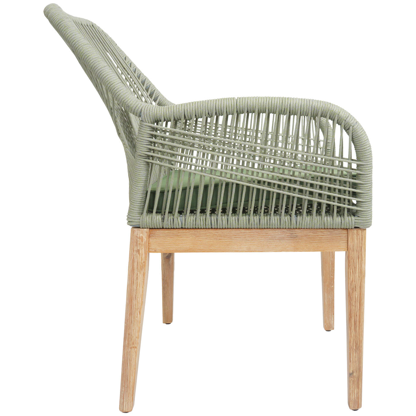 Cosmo Casa - Buitenfauteuil - Weerbestendig Touwgaas - Acaciahout - Groen Kussen - Groen Frame