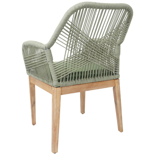 Cosmo Casa - Buitenfauteuil - Weerbestendig Touwgaas - Acaciahout - Groen Kussen - Groen Frame