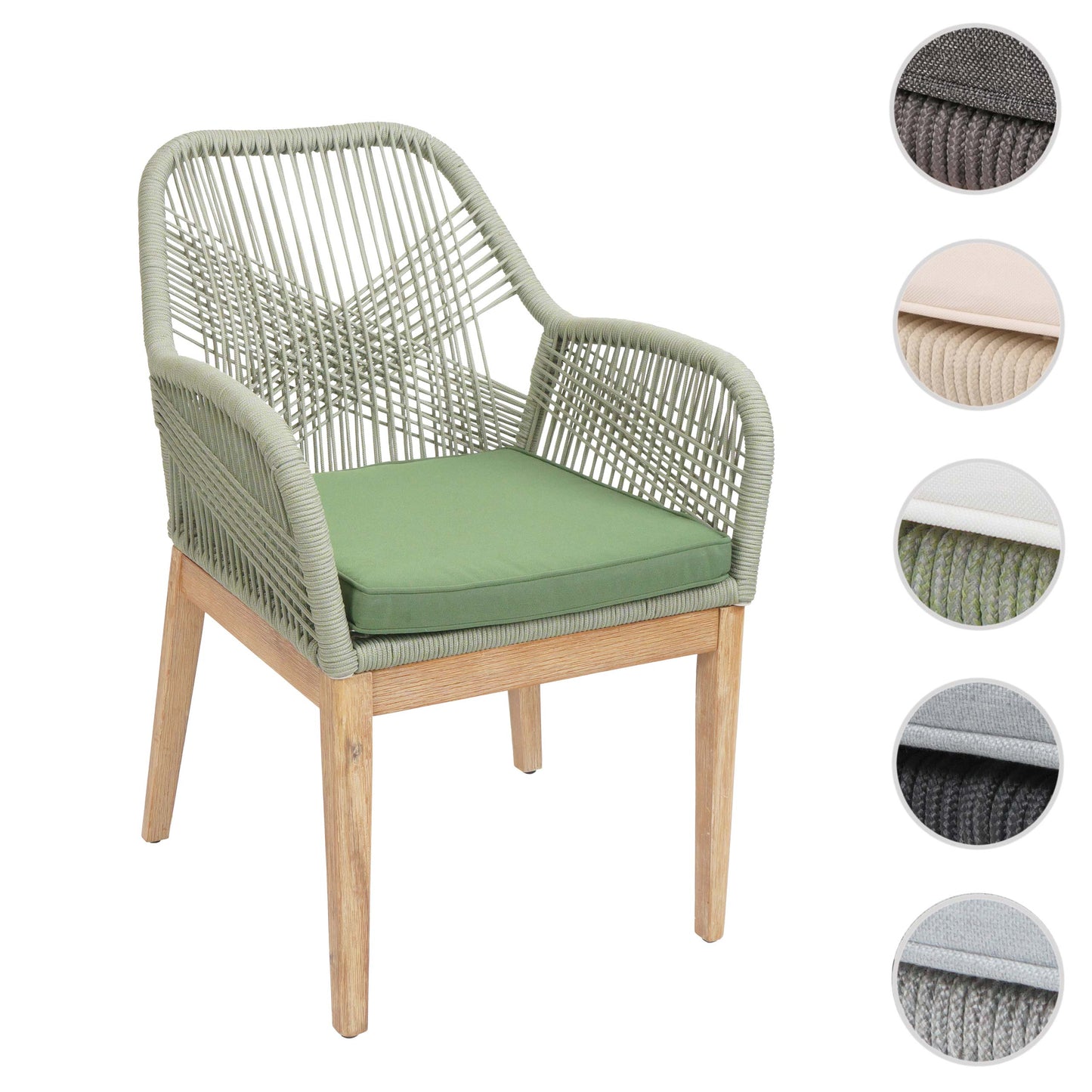 Cosmo Casa - Buitenfauteuil - Weerbestendig Touwgaas - Acaciahout - Groen Kussen - Groen Frame