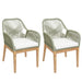 Cosmo Casa - Set van 2 Buitenfauteuils - Weerbestendig Touwgaas - Acaciahout - Crème Kussens - Groen Frame