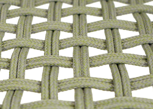 Cosmo Casa - Buitenfauteuil - Weerbestendig Touwgaas - Acaciahout - Crème Kussen - Groen Frame