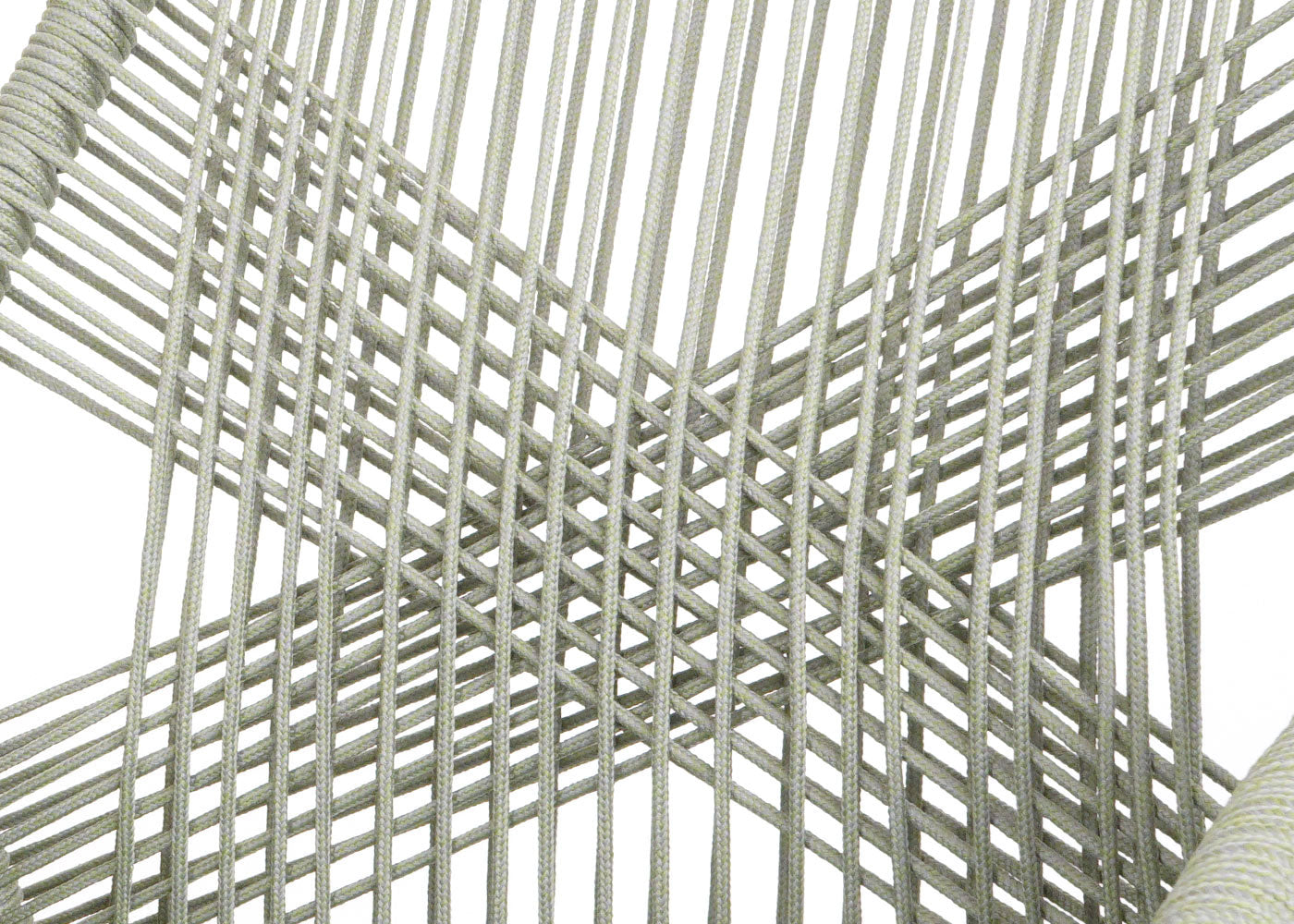 Cosmo Casa - Buitenfauteuil - Weerbestendig Touwgaas - Acaciahout - Crème Kussen - Groen Frame