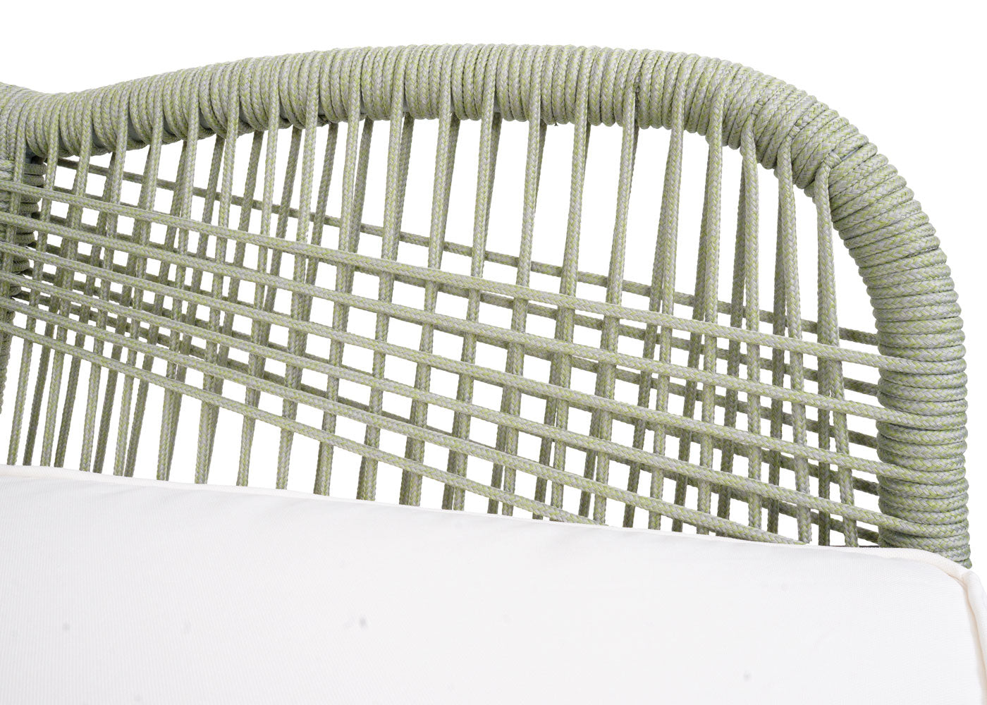 Cosmo Casa - Buitenfauteuil - Weerbestendig Touwgaas - Acaciahout - Crème Kussen - Groen Frame