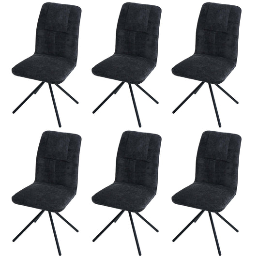 Cosmo Casa - Set van 6 Eetkamerstoelen - Draaibare Keukenstoel met Auto-Return - Chenille Textiel - Donkergrijs