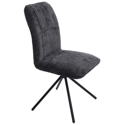 Cosmo Casa - Set van 2 Eetkamerstoelen - Draaibare Keukenstoel met Auto-Return - Chenille Textiel - Donkergrijs