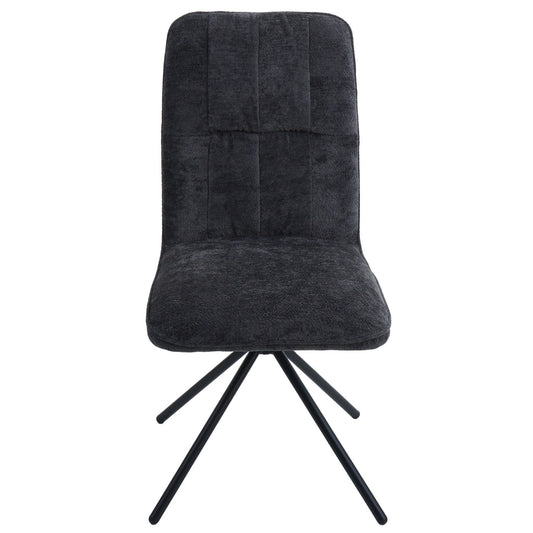 Cosmo Casa - Set van 2 Eetkamerstoelen - Draaibare Keukenstoel met Auto-Return - Chenille Textiel - Donkergrijs