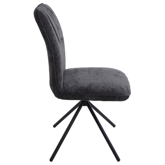 Cosmo Casa - Set van 2 Eetkamerstoelen - Draaibare Keukenstoel met Auto-Return - Chenille Textiel - Donkergrijs