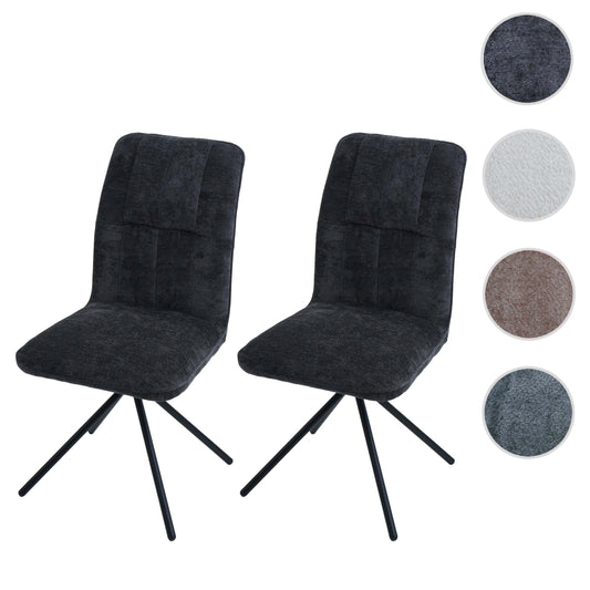 Cosmo Casa - Set van 2 Eetkamerstoelen - Draaibare Keukenstoel met Auto-Return - Chenille Textiel - Donkergrijs