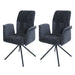 Cosmo Casa - Set van 2 Eetkamerstoelen - Roterende Armleuning met Auto-Return - Chenille Textiel - Donkergrijs