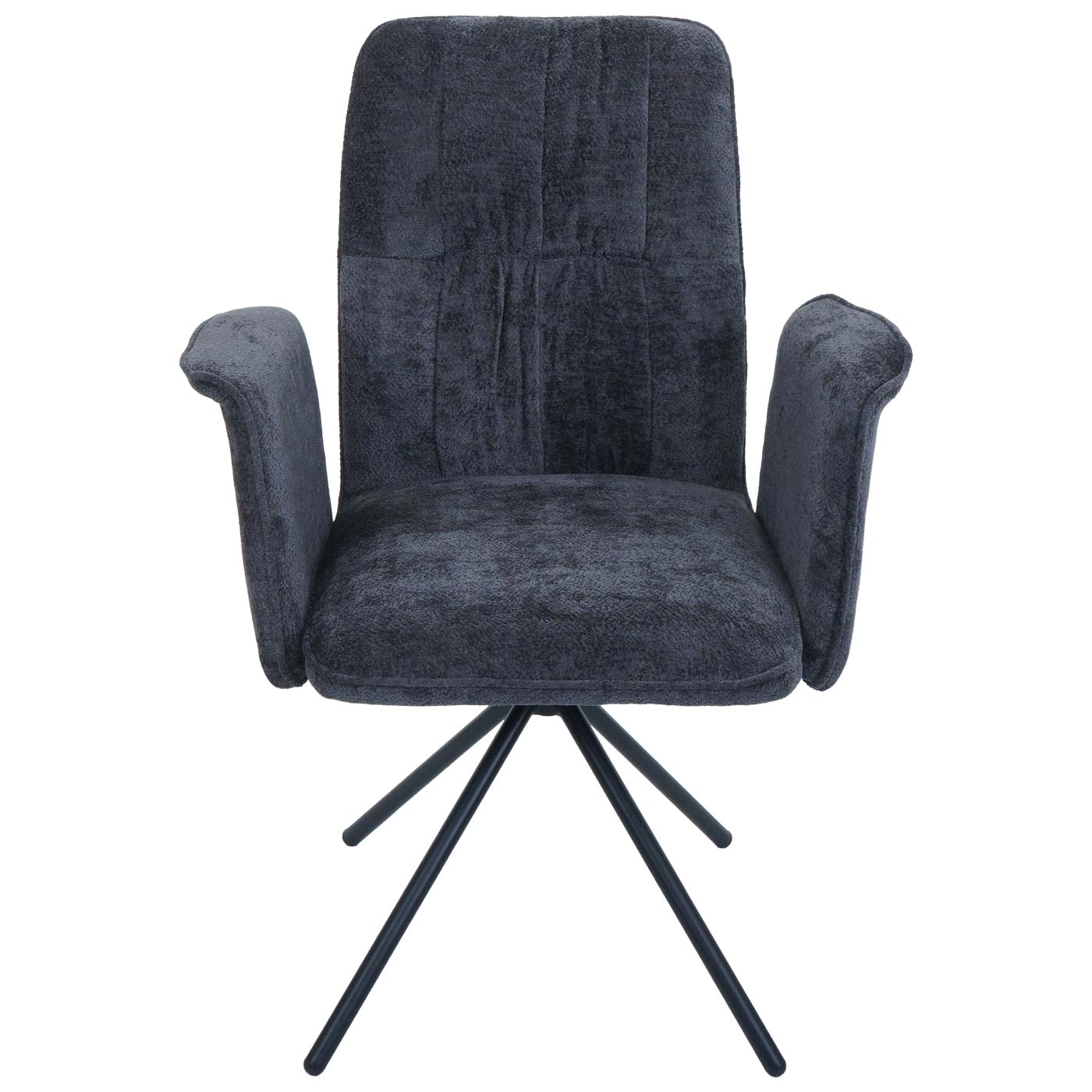 Cosmo Casa - Set van 2 Eetkamerstoelen - Roterende Armleuning met Auto-Return - Chenille Textiel - Donkergrijs
