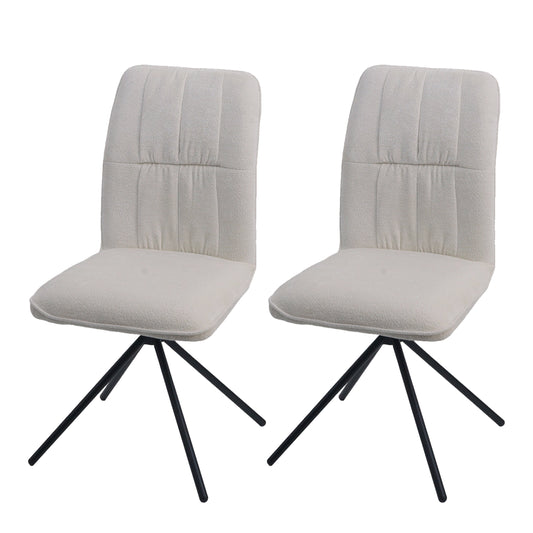 Cosmo Casa - Set van 2 Eetkamerstoelen - Draaibare Keukenstoel met Auto-Return - Chenille Textiel - Crème