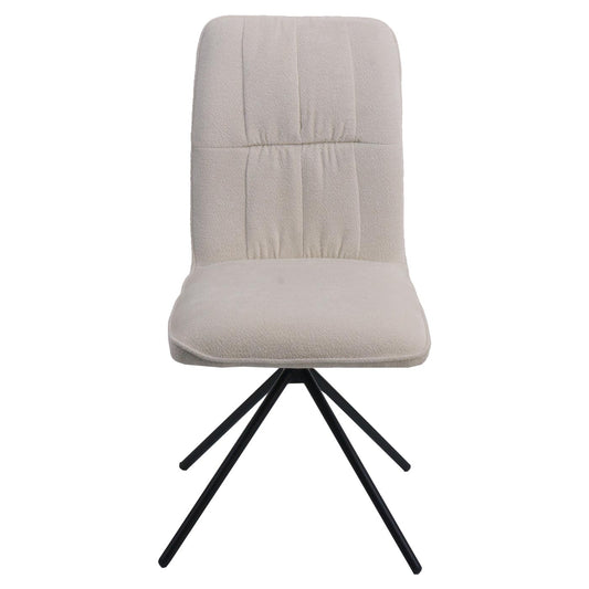 Cosmo Casa - Set van 2 Eetkamerstoelen - Draaibare Keukenstoel met Auto-Return - Chenille Textiel - Crème