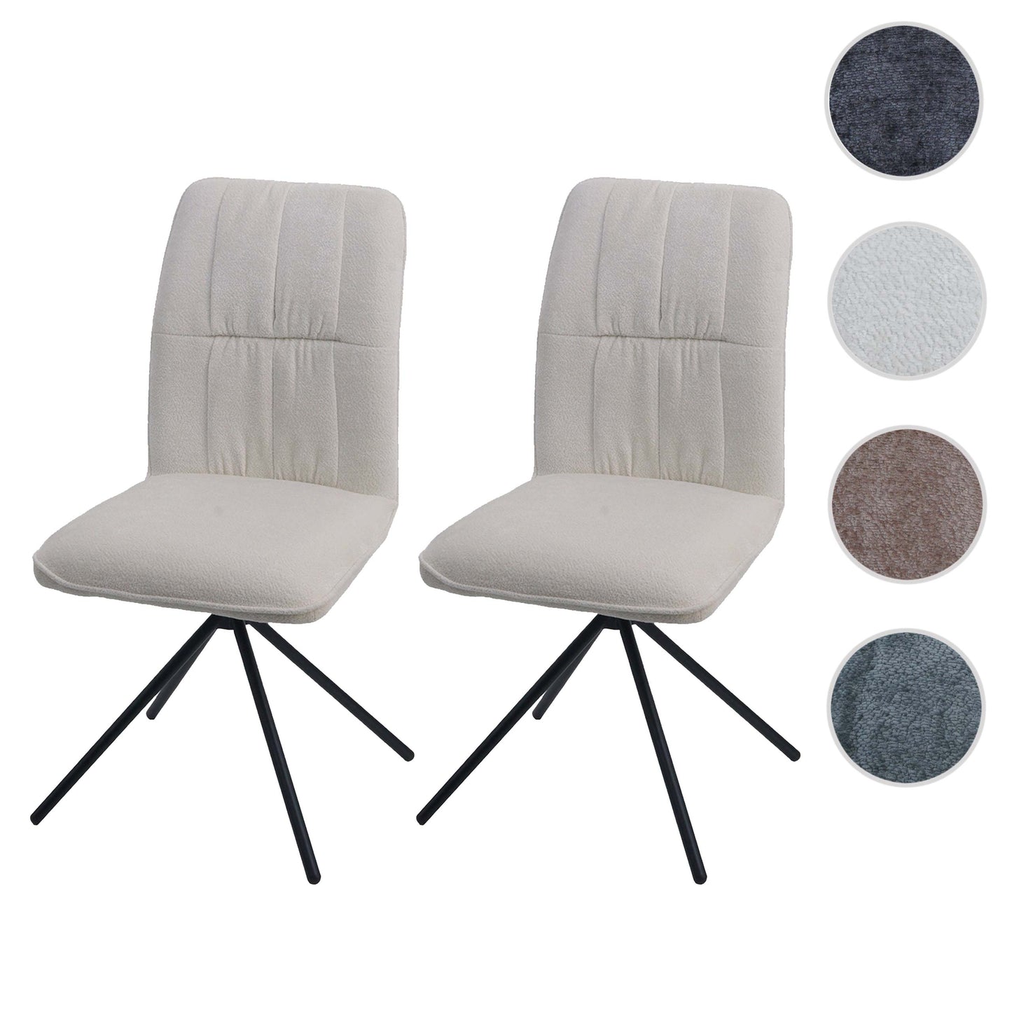 Cosmo Casa - Set van 2 Eetkamerstoelen - Draaibare Keukenstoel met Auto-Return - Chenille Textiel - Crème