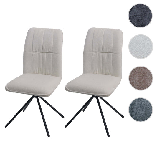 Cosmo Casa - Set van 2 Eetkamerstoelen - Draaibare Keukenstoel met Auto-Return - Chenille Textiel - Crème